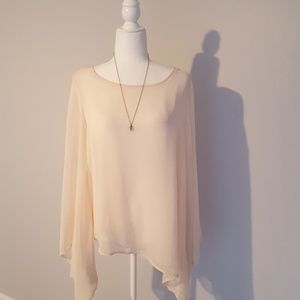 Cream Asymmetrical Blouse by Blue Bird Size M